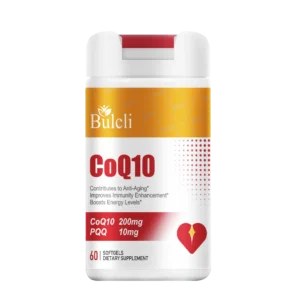 Bulcli CoQ10 200mg with PQQ 10mg softgels bottle front view, 60 count dietary supplement