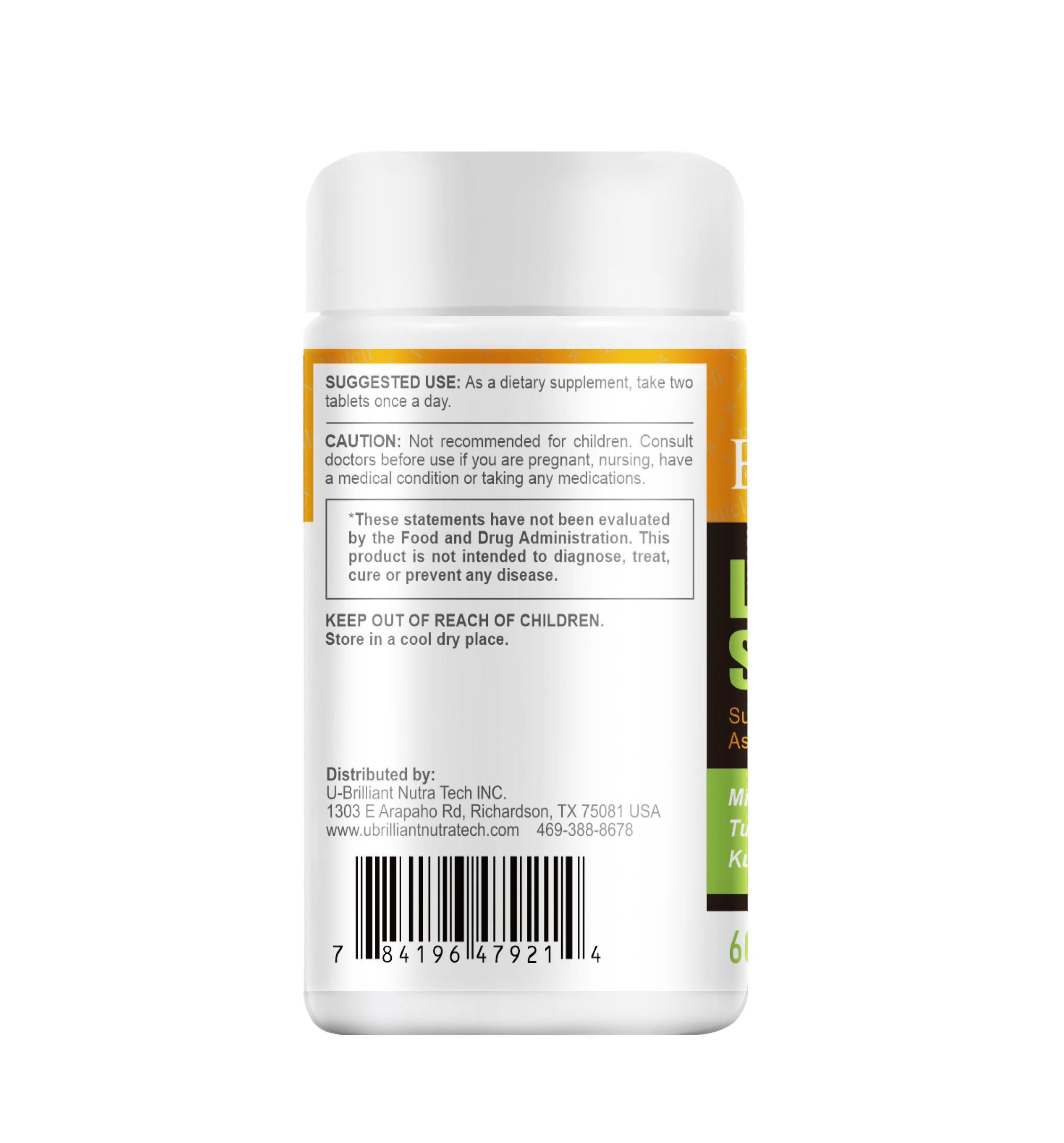 bulcli-liver-support-60-tablets-back Bulcli Liver Support supplement bottle back view with usage instructions and safety warnings